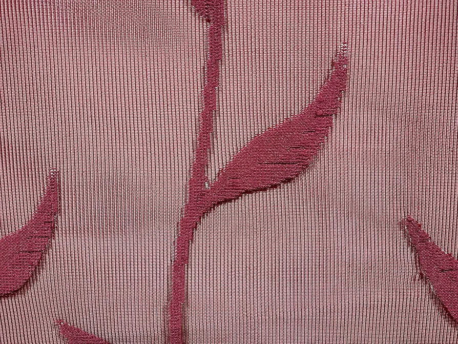 Cloth Fusion Sheer Curtain Window 5 Feet Leaf-Maroon