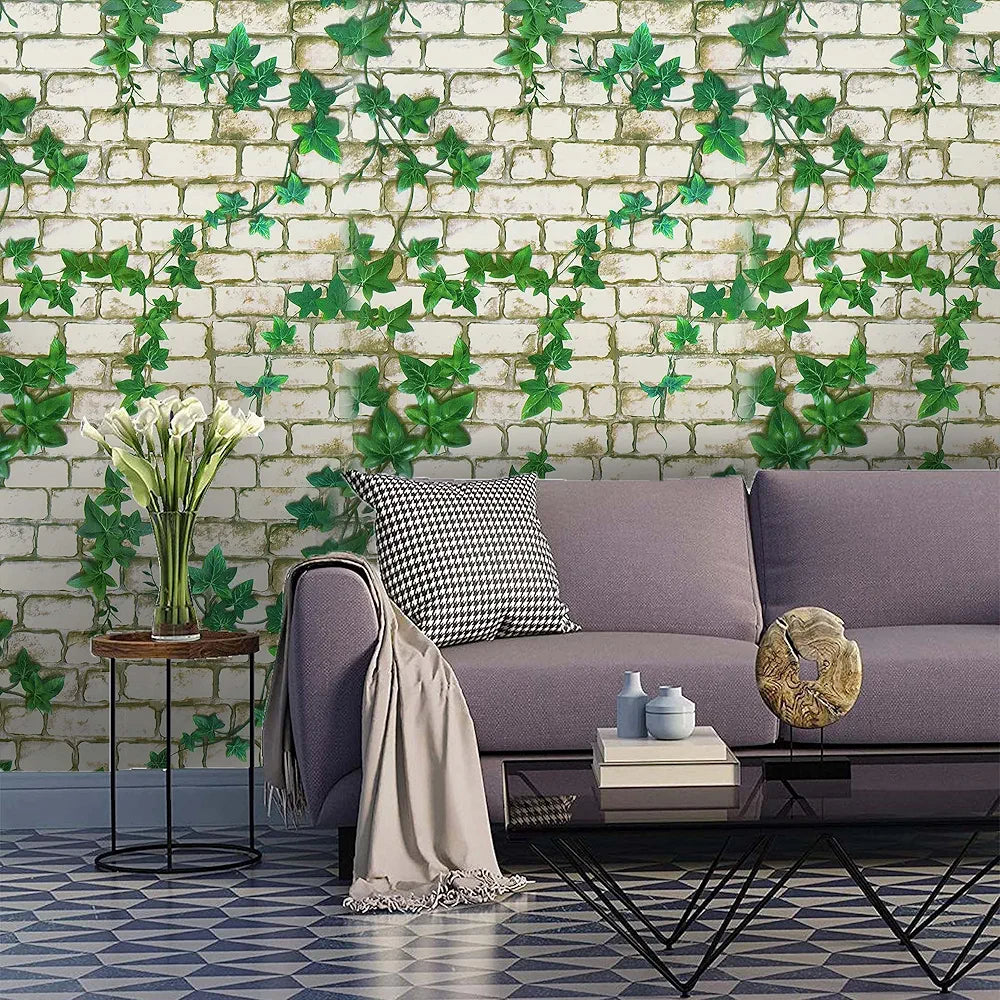 Jaamso Royals White Brick Stone Wall Papers for Home Brick Wallpaper 200cm X 45cm Multicolour 200CM