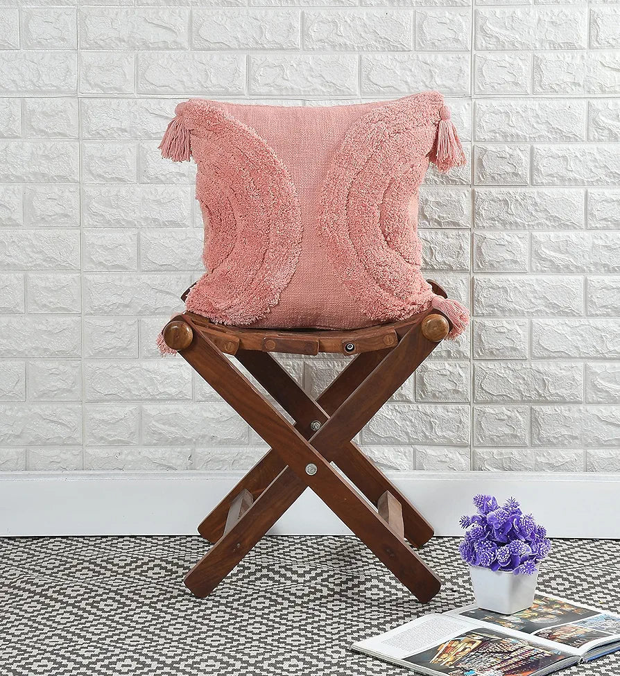 Homadorn Luxury Cotton 250 TC Handmade Decorative Boho Throw Tufted Pillow Covers Peach