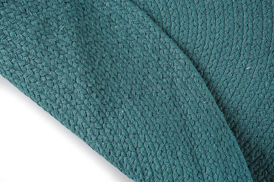 Sashaa World Round Hand Braided Cotton Reversible Rug Colour Blue