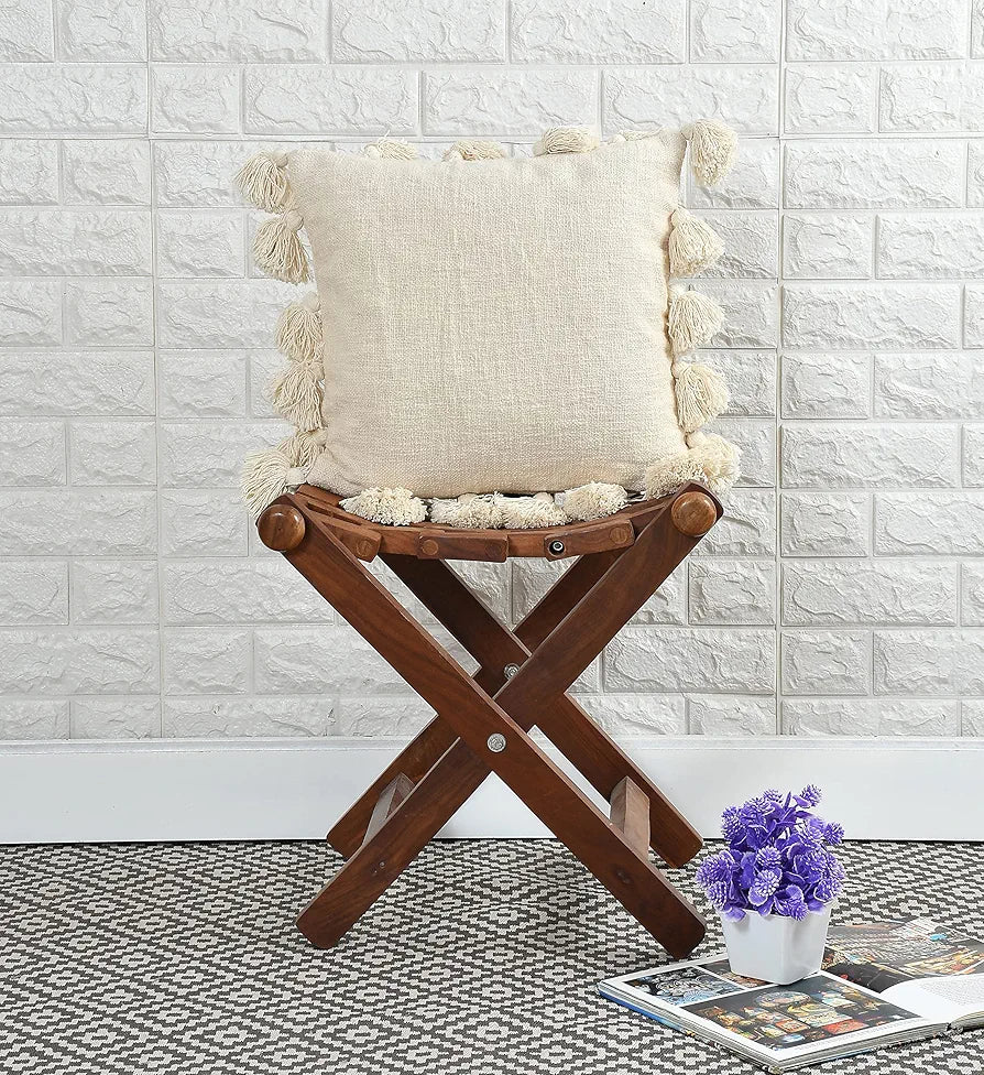 Homadorn Luxury Cotton Handmade Decorative Boho Throw Pillow Covers Colour Off White