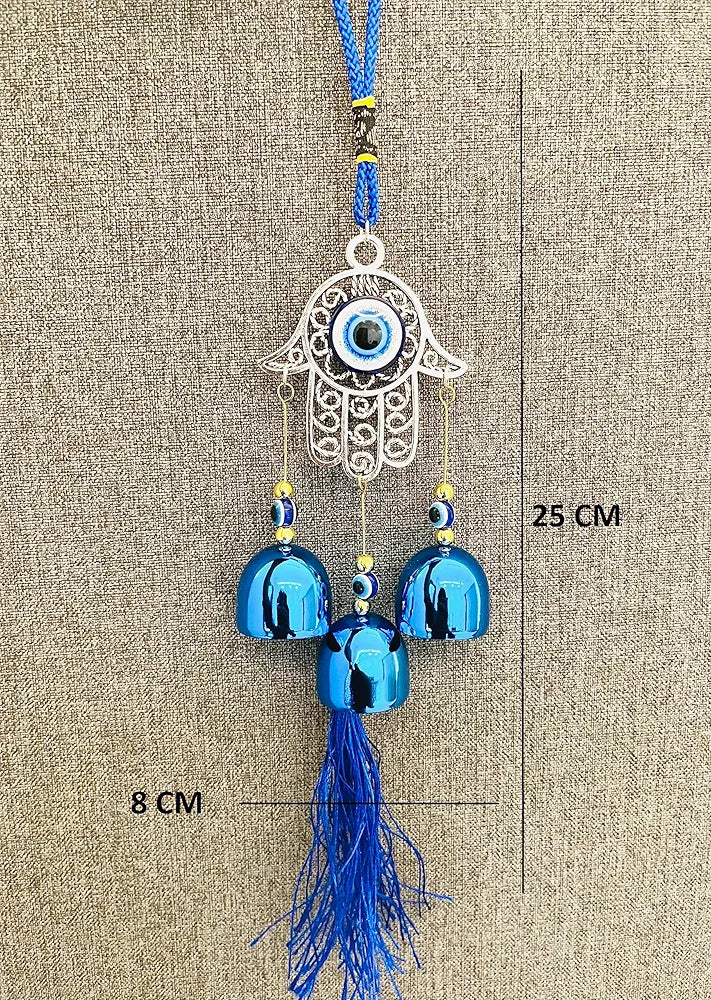 WS Evil Eye Wind Chime 3 Bells Evil Eye Wall Hanging