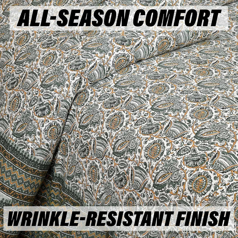 Kuber Industries Double Bedsheet with 2 Pillow Covers 160 TC Premium Cotton Dezier Bell Print Green