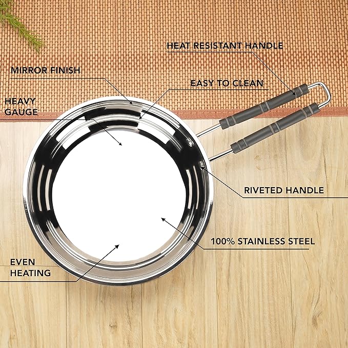 Sumeet Stainless Steel Induction Bottom Fry Pan 2.250 Liter 25.5 cm Dia Silver