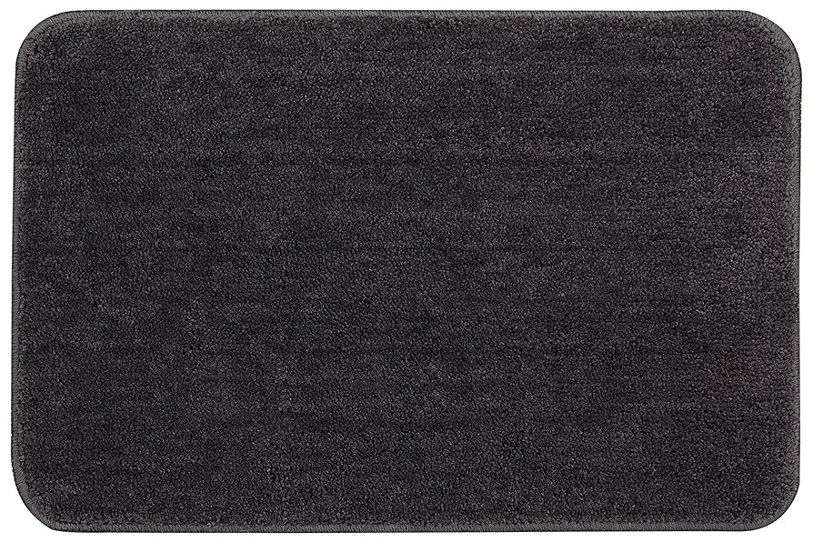 Saral Home Easy Living Microfiber Solid Rectangle Anti-skid Bath Mats Colour Grey (Pack Of 2)