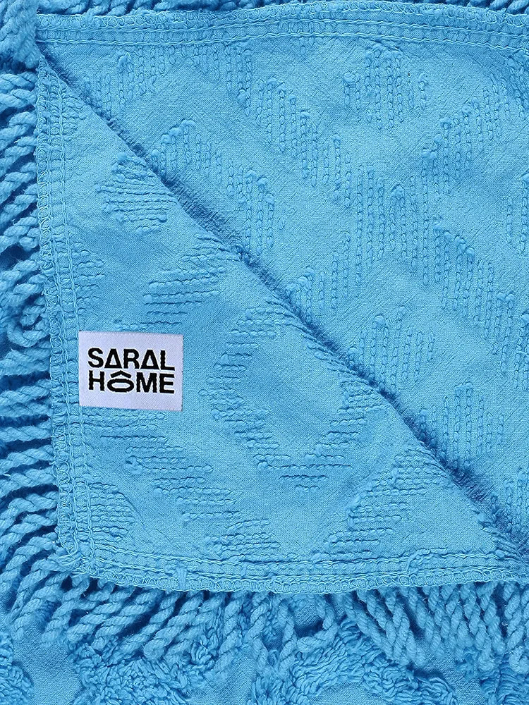 Saral Home Easy Living Home Soft Cotton Tufted 2 Seater Sofa Cover Throw Colour Blue
