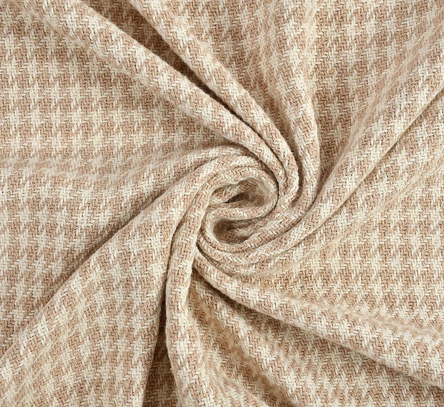 Sashaa World Beige Extra Fine Plaid Sofa Throw Colour Natural and Beige