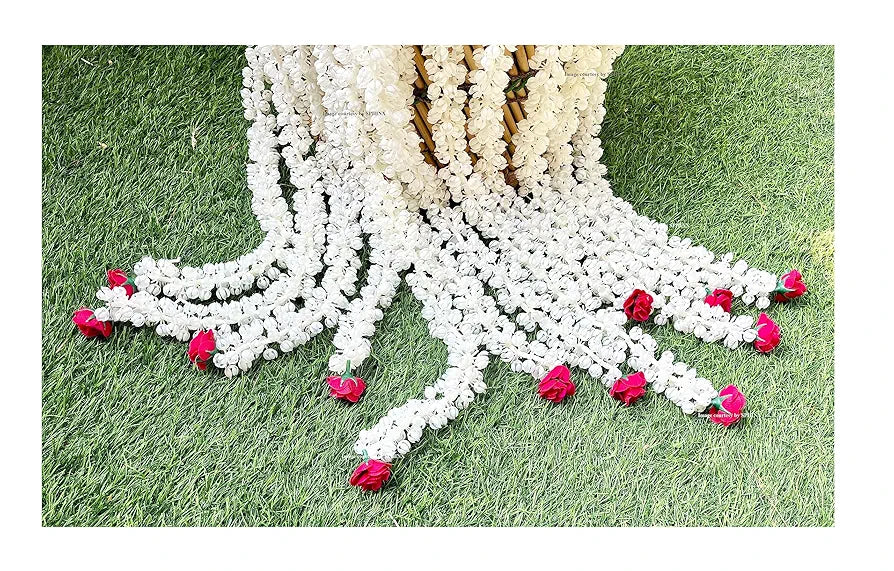 Artificial Jasmine Buds & Rose Strings Garlands Dark Pink