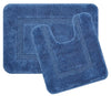 Saral Home Cotton Anti Slip Bathmat Set with Contour Colour Blue (Pack of 2)