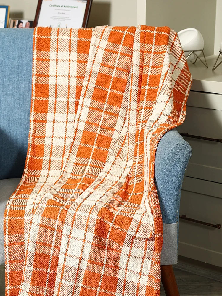 Sashaa World Plaid Blanket Throw Colour Red