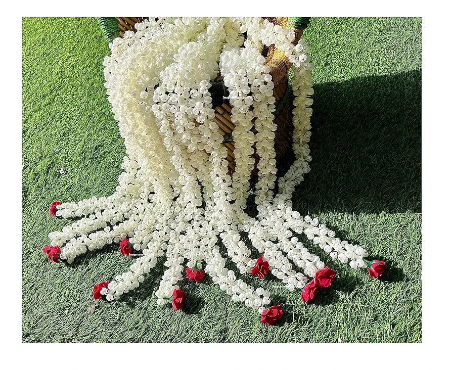 Artificial Jasmine Buds & Rose Strings Garlands Dark Pink