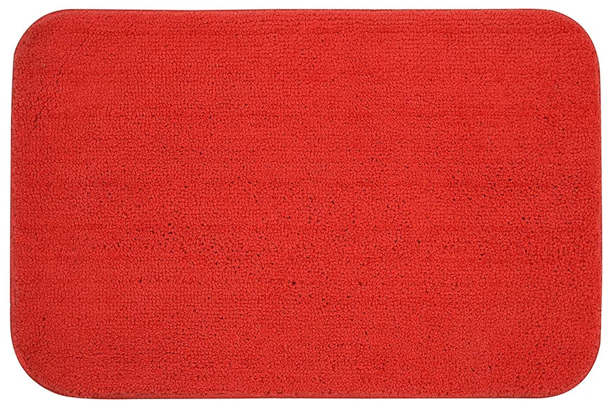 Saral Home Easy Living Microfiber Solid Rectangle Anti-skid Bath Mats Colour Red (Pack Of 2)