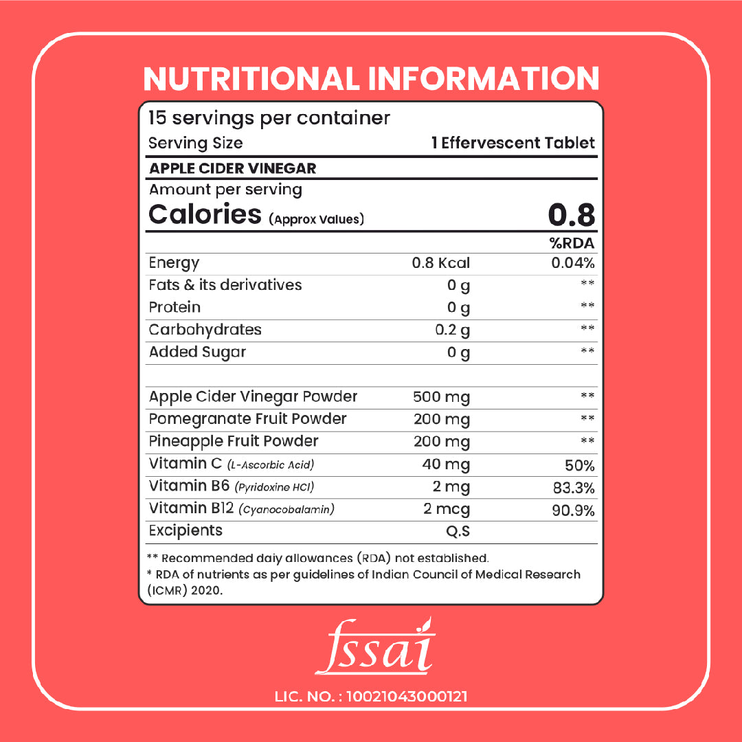 Boldfit Apple Cider Vinegar - Pack Of 15 Effervescent Tablets