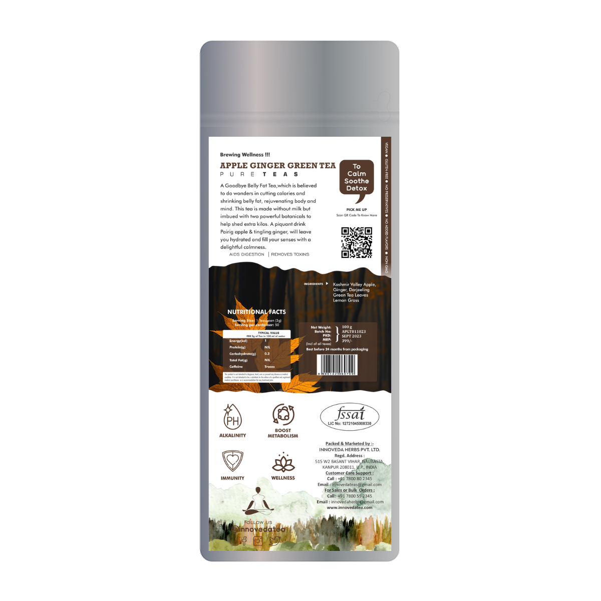 Innoveda Apple Ginger Green Tea - 100 gms