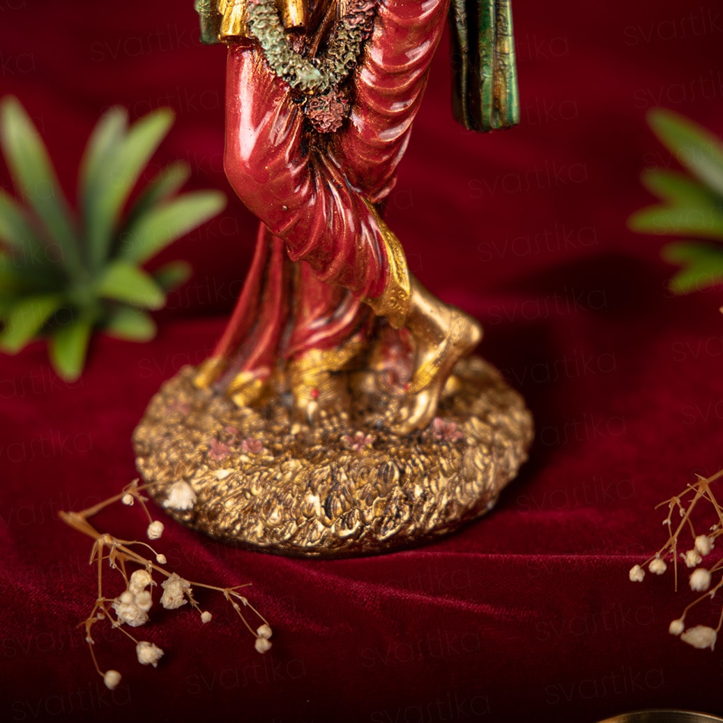 Svastika Krishna Standing Statue Antique Murti (10 Inch)