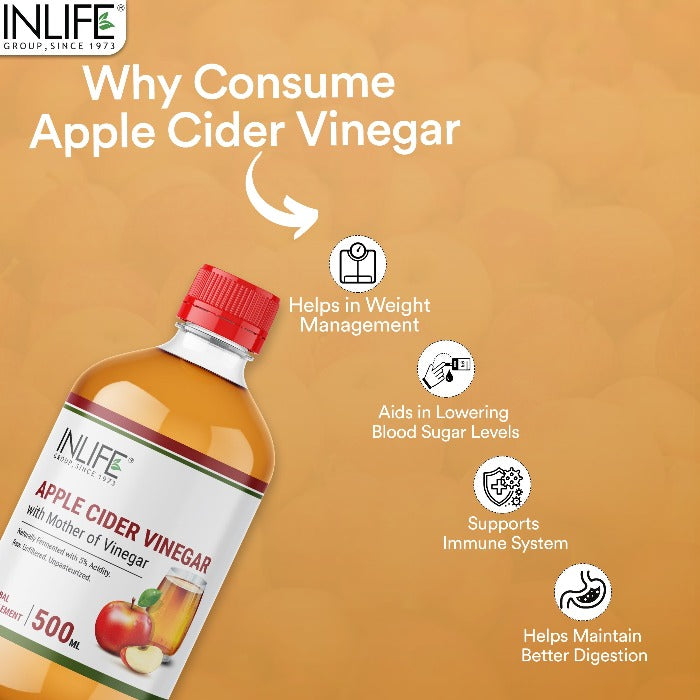 INLIFE Apple Cider Vinegar with Mother Vinegar Supplement – 500 ml
