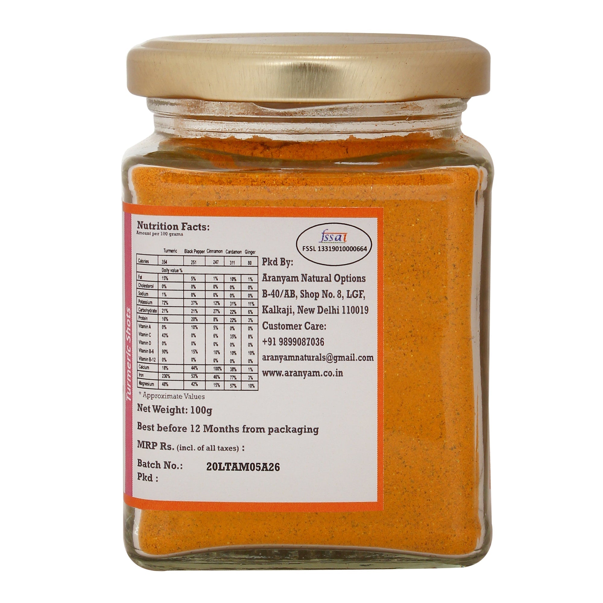Aranyam Lakadong Turmeric All Mix with Black Pepper, Cinnamon, Cardamon & Ginger - Immunity Booster - 100 gms