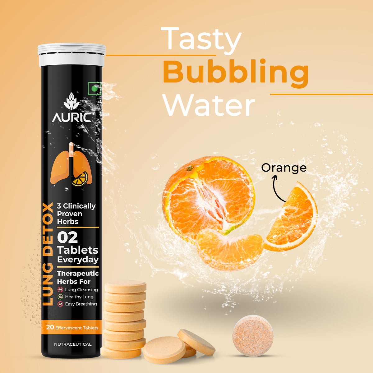 Auric Lung Detox Effervescent Tablet Drop Fizz & Drink