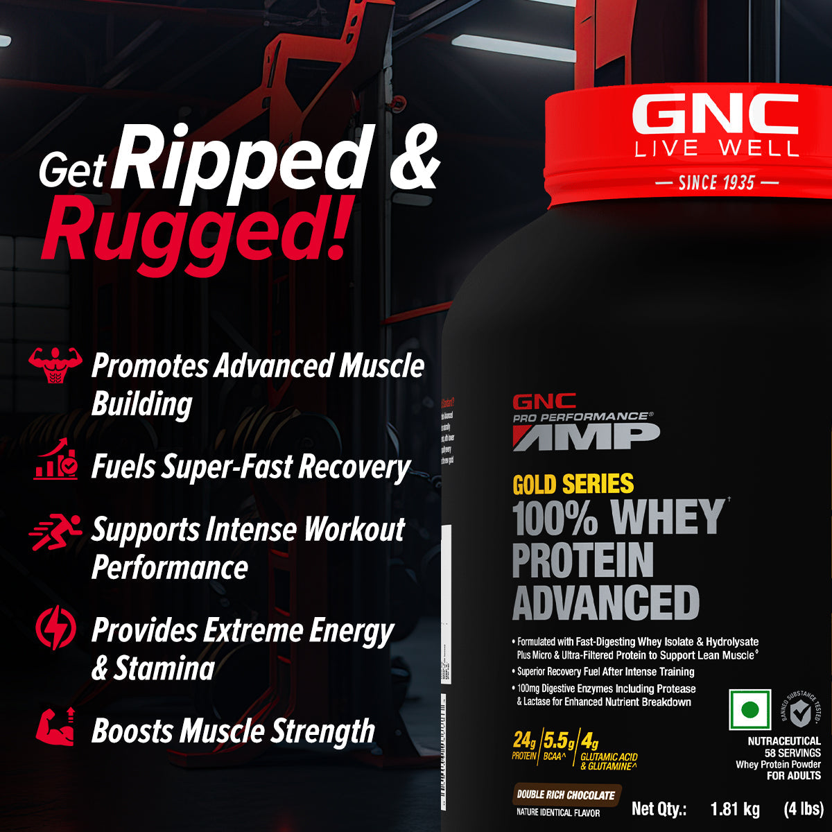 GNC AMP Gold Series 100% Whey Protein Advanced