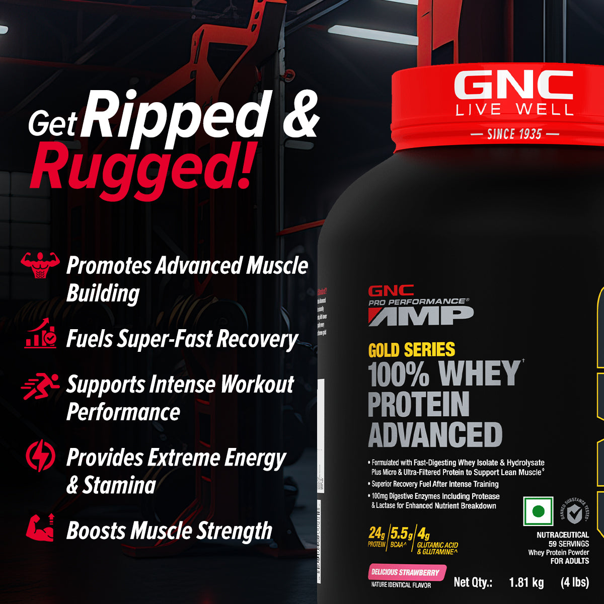 GNC AMP Gold Series 100% Whey Protein Advanced