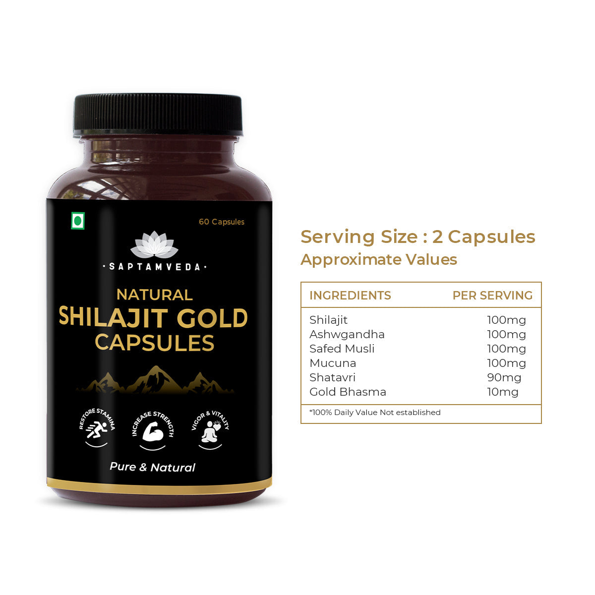 Saptamveda Shilajit Gold Capsule - 60 tabs