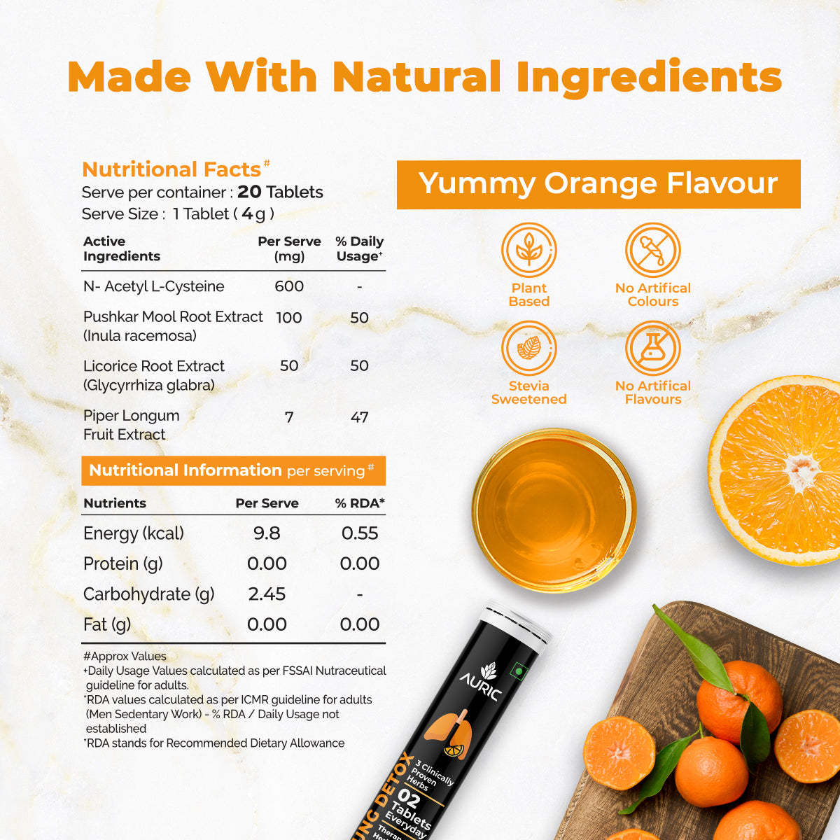 Auric Lung Detox Effervescent Tablet Drop Fizz & Drink