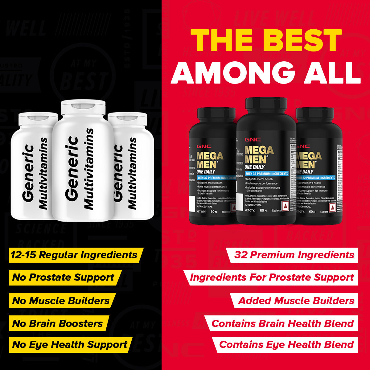 GNC Mega Men One Daily Multivitamin Improves Energy Immunity & Overall Health