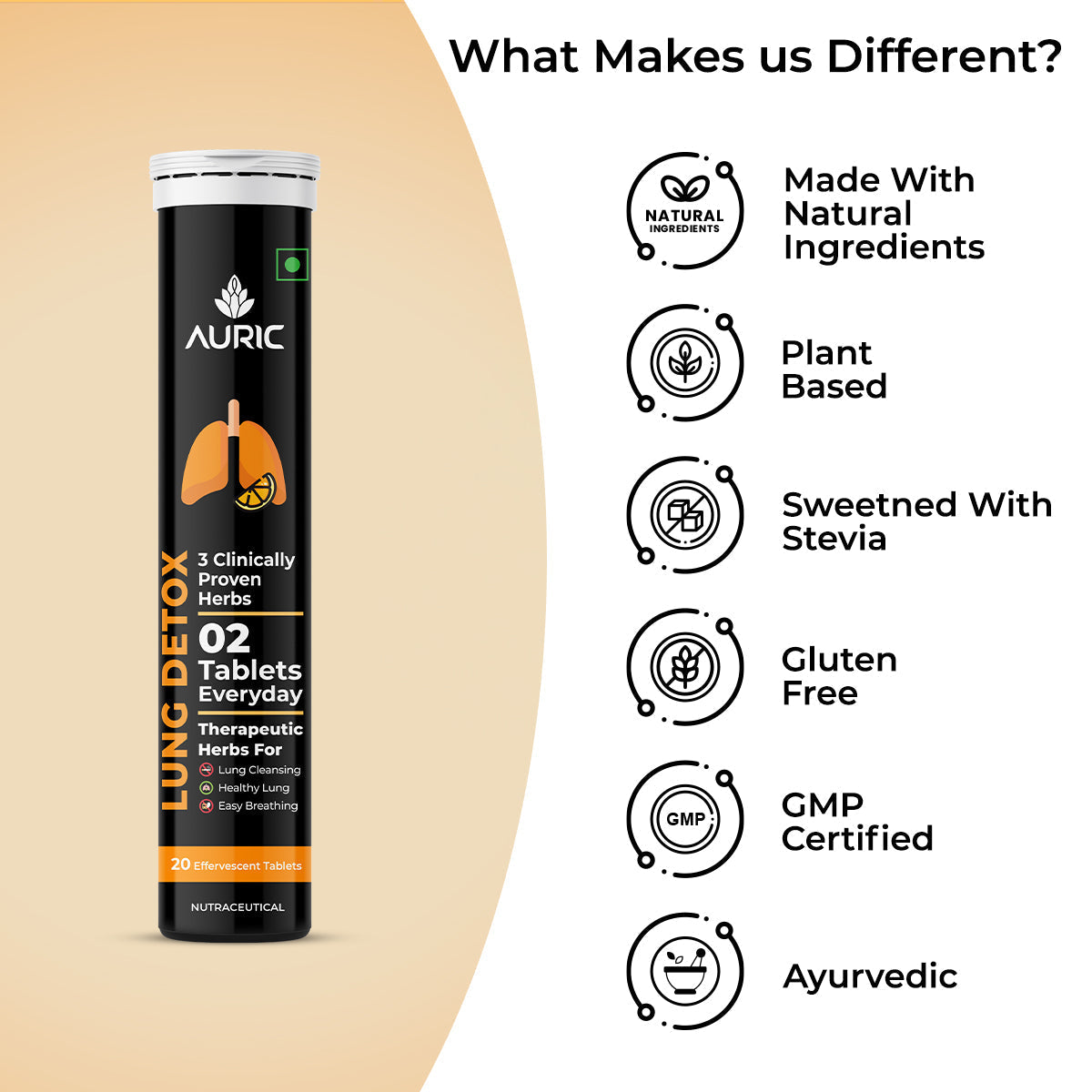 Auric Lung Detox Effervescent Tablet Drop Fizz & Drink