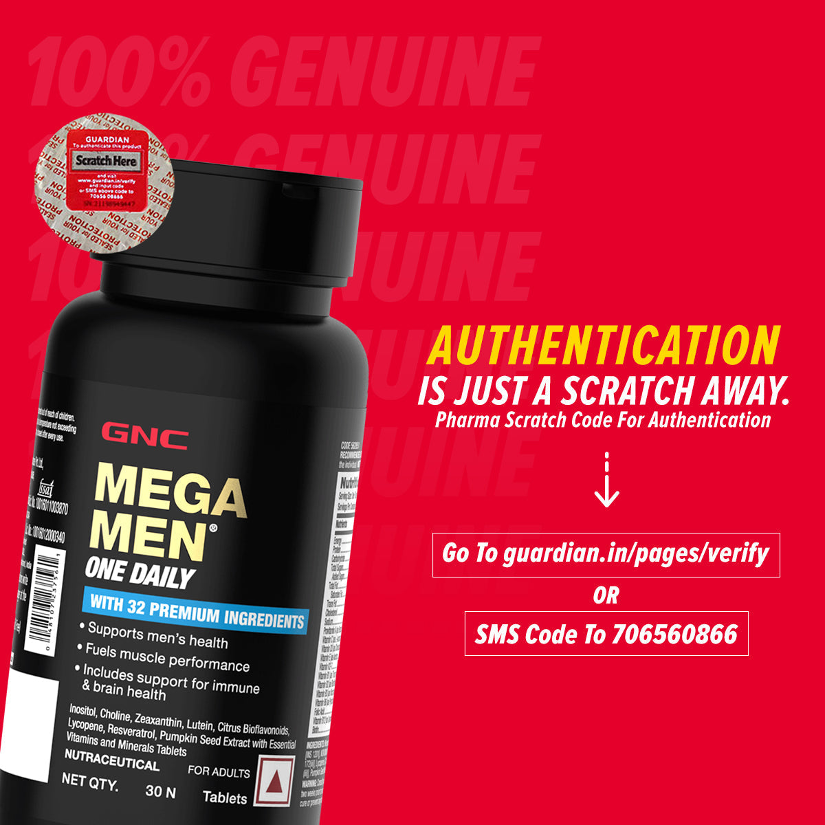 GNC Mega Men One Daily Multivitamin Improves Energy Immunity & Overall Health