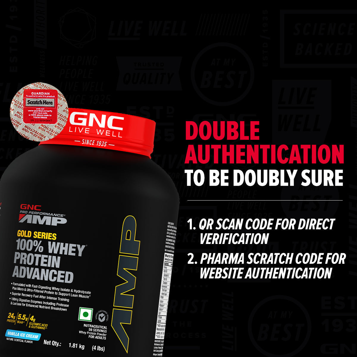 GNC AMP Gold Series 100% Whey Protein Advanced