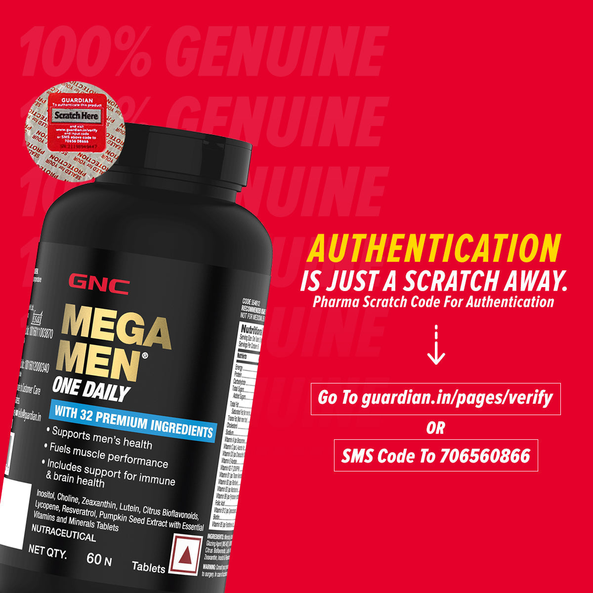 GNC Mega Men One Daily Multivitamin Improves Energy Immunity & Overall Health