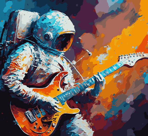 Paint Waint Astronaut Holding Guitar