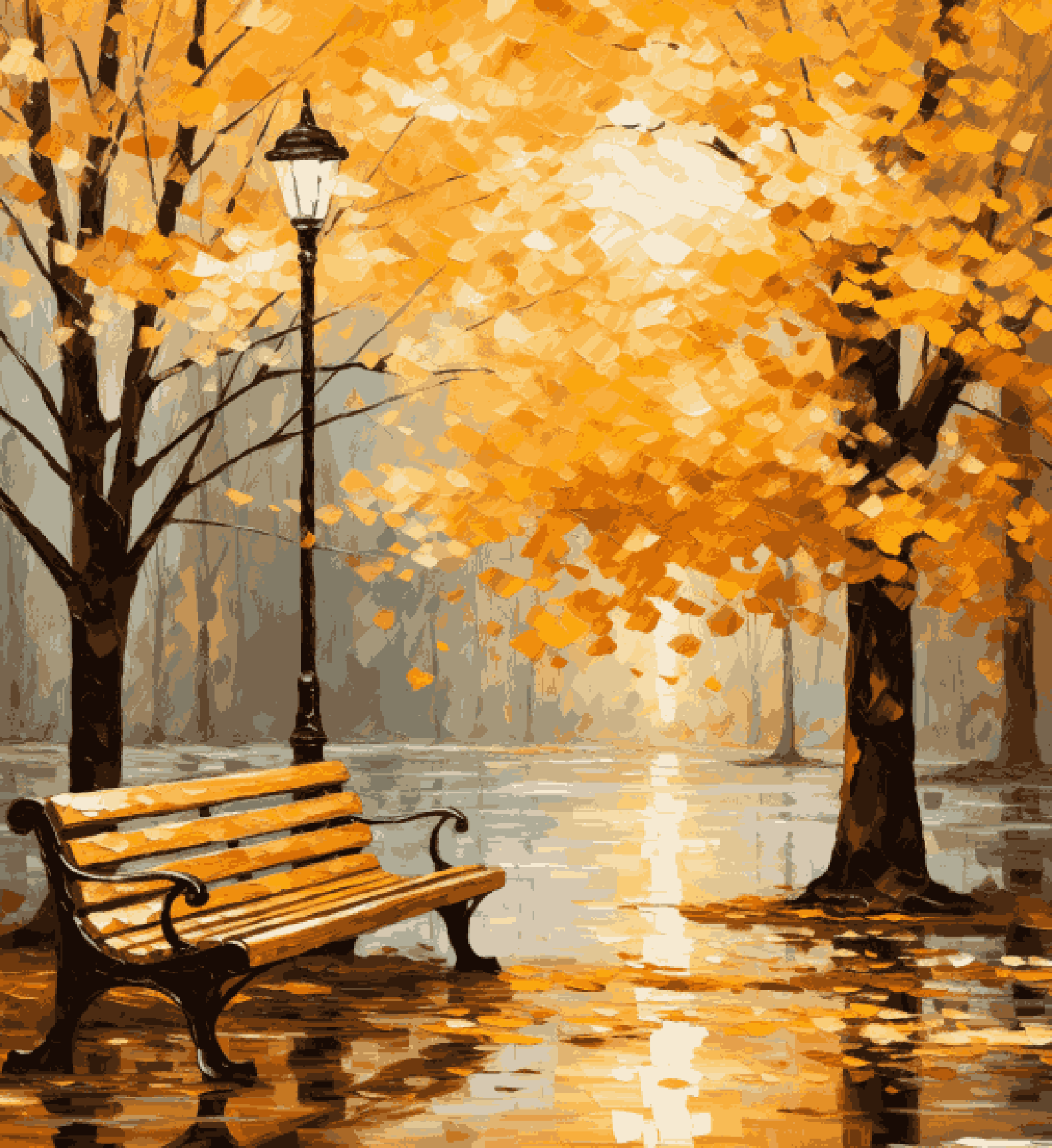 Autumn Season Bench Tree