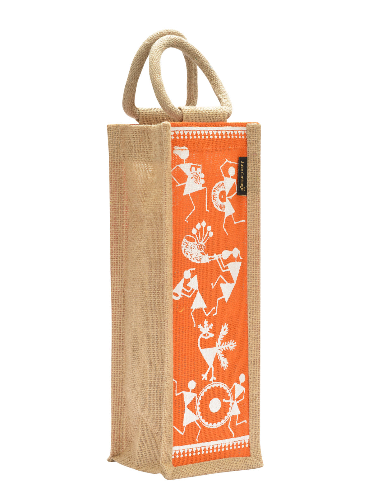 Jute Cottage Bottle Bag Warli Print