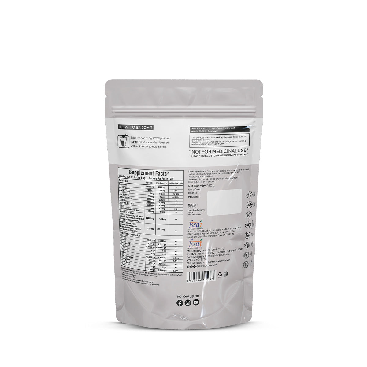 Miduty By Palak Notes PCOS Periods Fertility Powder - 150 gms