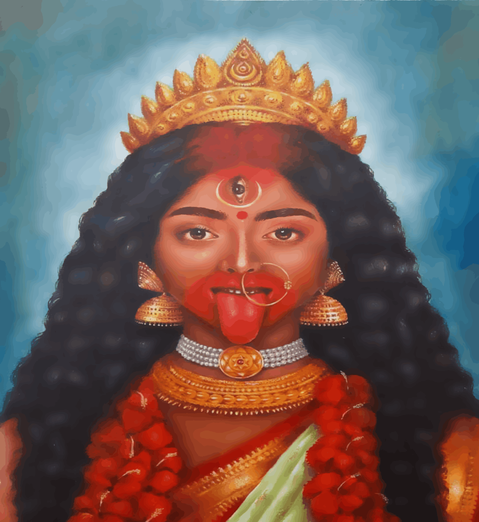 Durga Maa Angry Blood Mouth