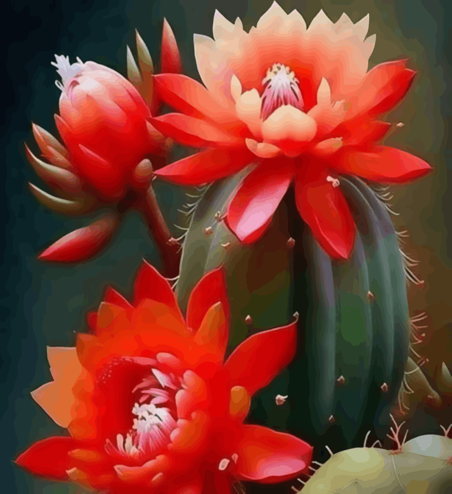 Red flower on Cactus