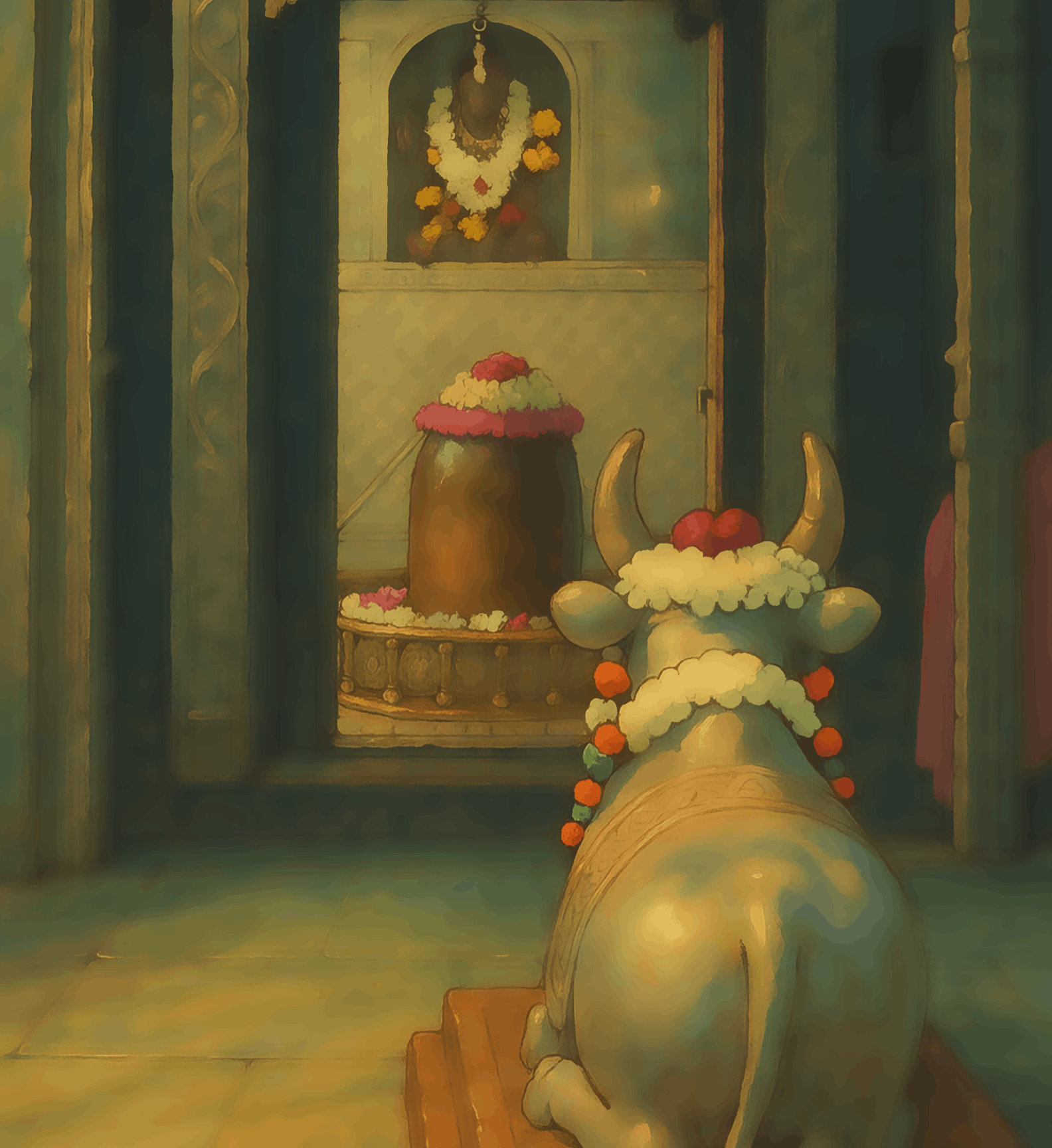 Nandi at the Feet of Mahakal - Ghibli Addition Shivji
