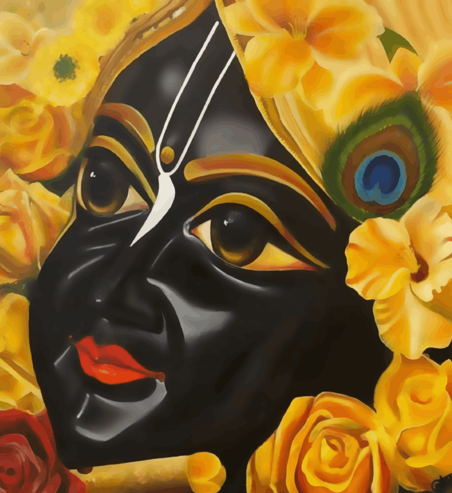 Lord Krishna In Floral Aura