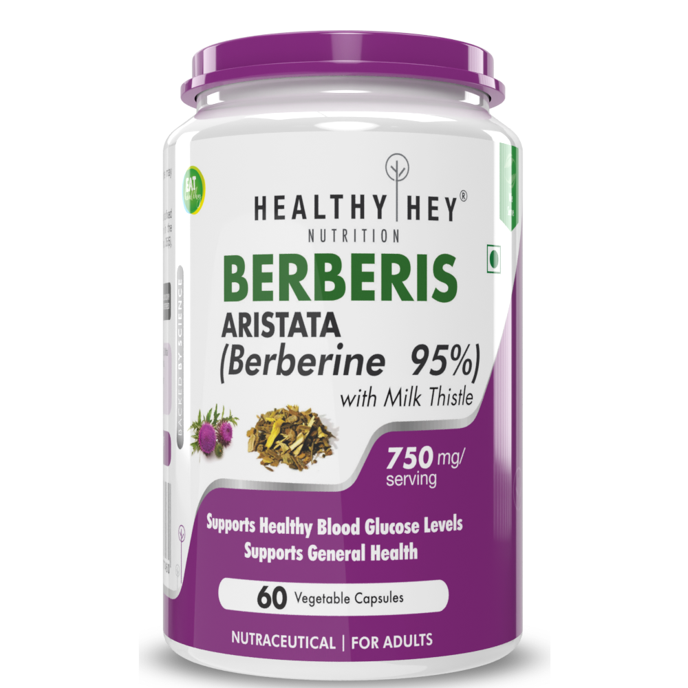 Healthyhey Berberis Berberine 95% with Milk Thistle - 60 Vegetable Capsules