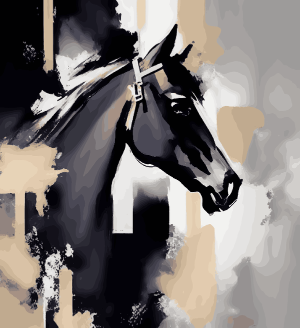 Paint Waint Black Horse Abstract