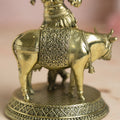Svastika Brass Standing krishna Statue with Cow (7 Inch)