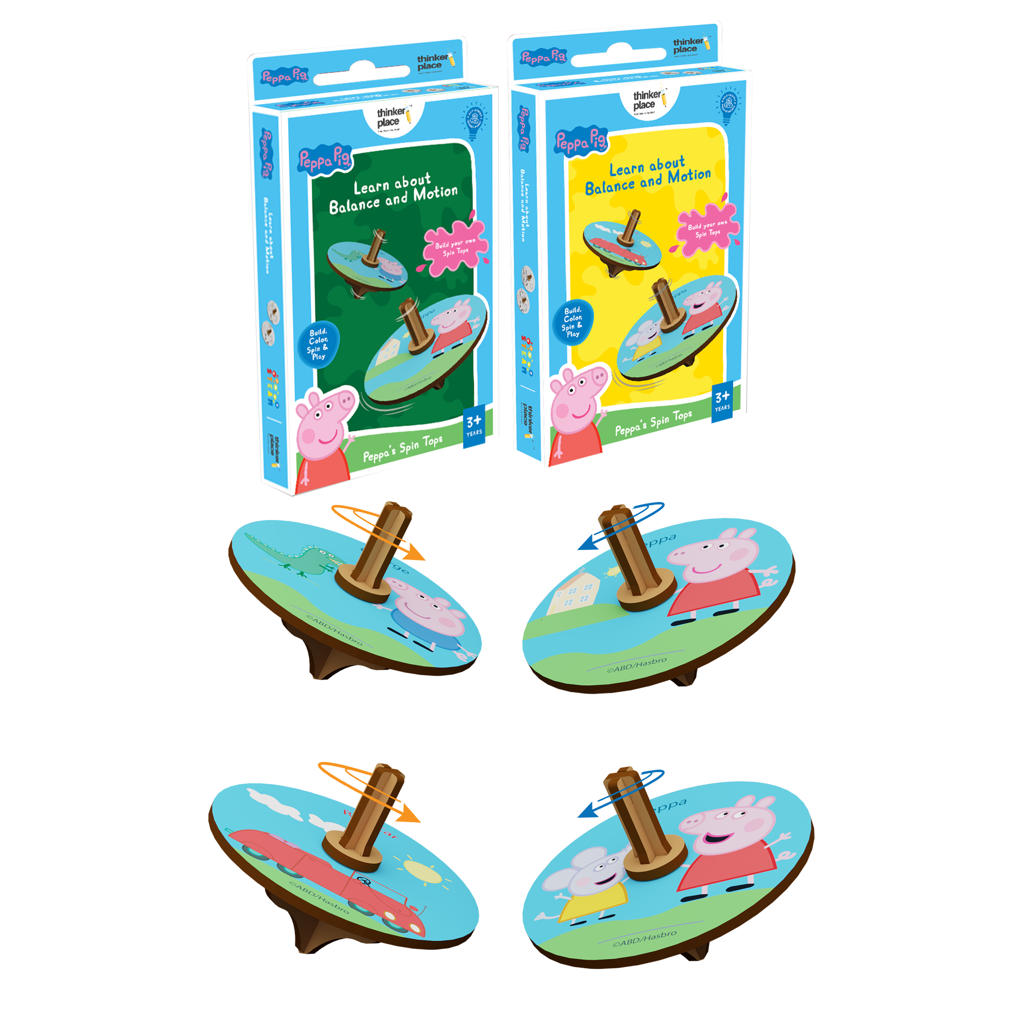 Peppa's DIY Spinning Tops (2 Packs) - Learn Balance & Motion