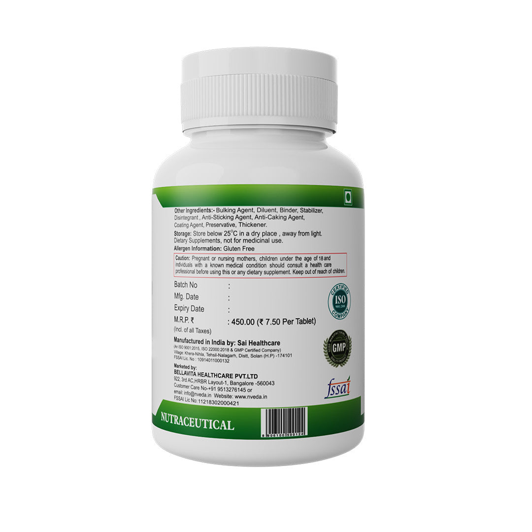 Nveda Calcium, Magnesium, Zinc, Vit D3 and Vit B 12 Tablets - 60 Tablets