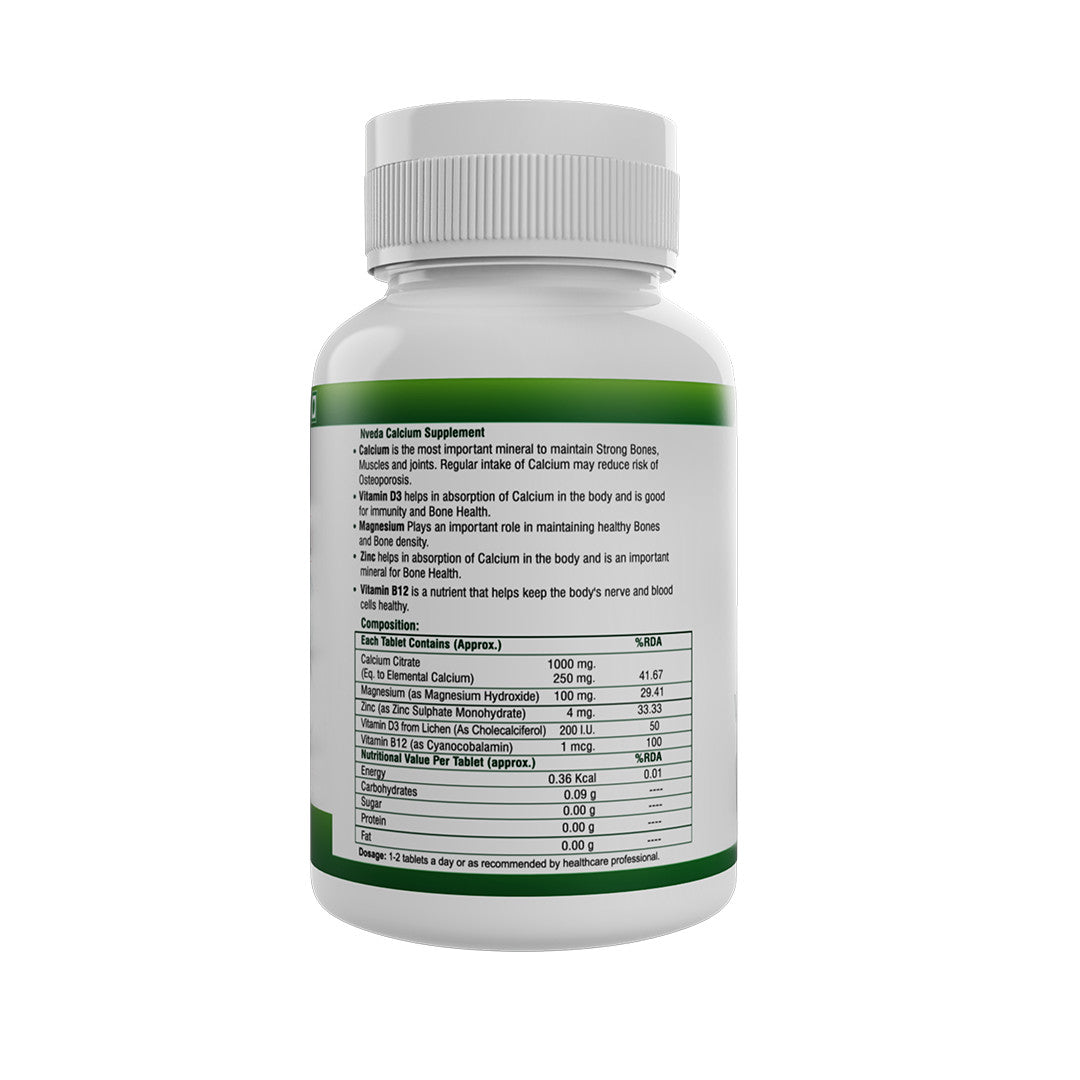 Nveda Calcium, Magnesium, Zinc, Vit D3 and Vit B 12 Tablets - 60 Tablets