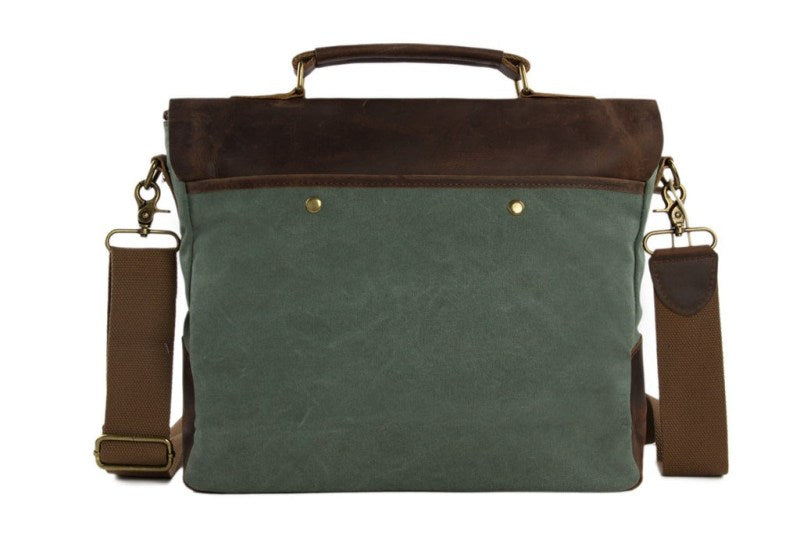 Craftshades – 11*15″ Handcrafted Canvas+ Goat Leather Laptop Bag | 100% Genuine Leather