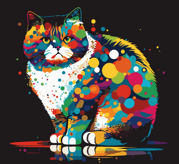 Paint Waint Cat Abstract Dots