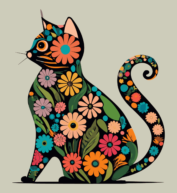 Paint Waint Cat Made with Flowers