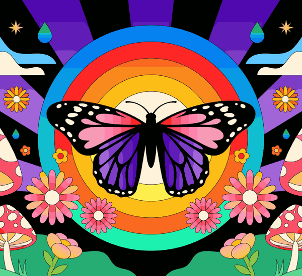 Paint Waint Colourful Butterfly with Flowers