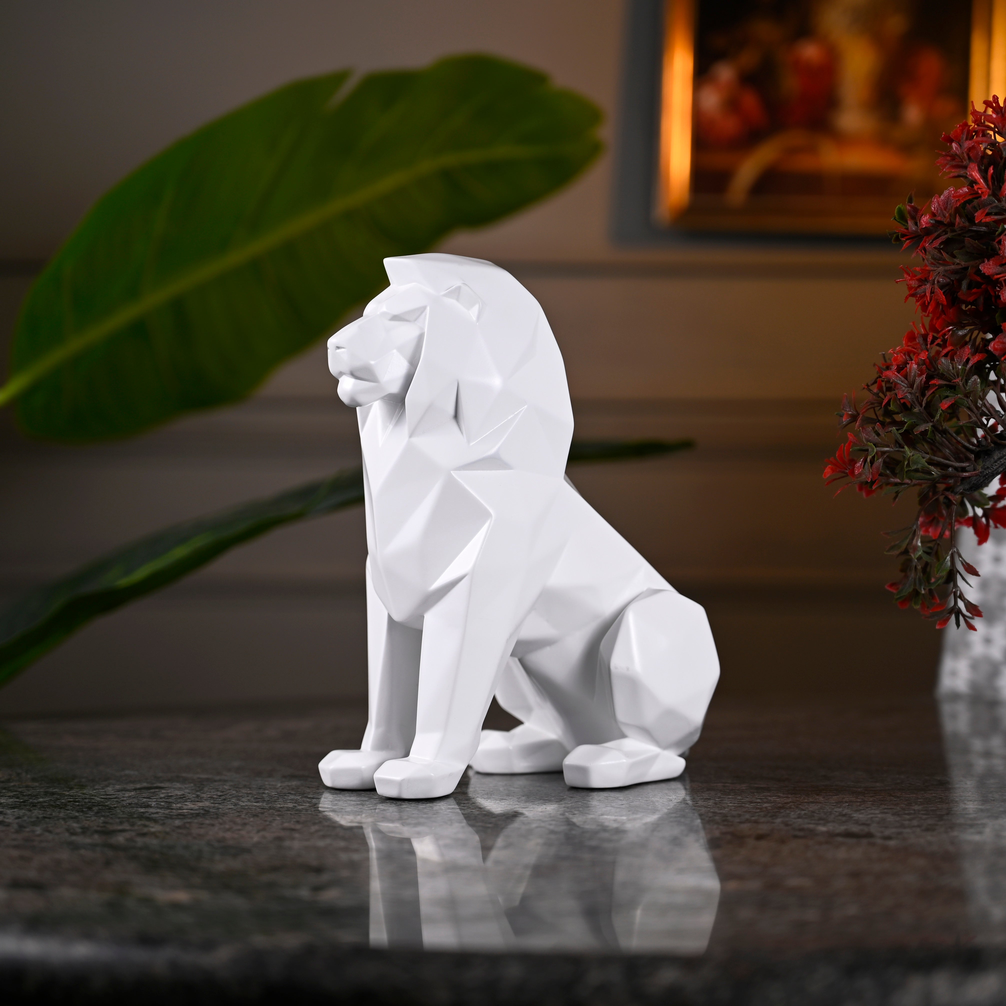 Artarium Stylized Geometric Sitting Lion Figurine Idol